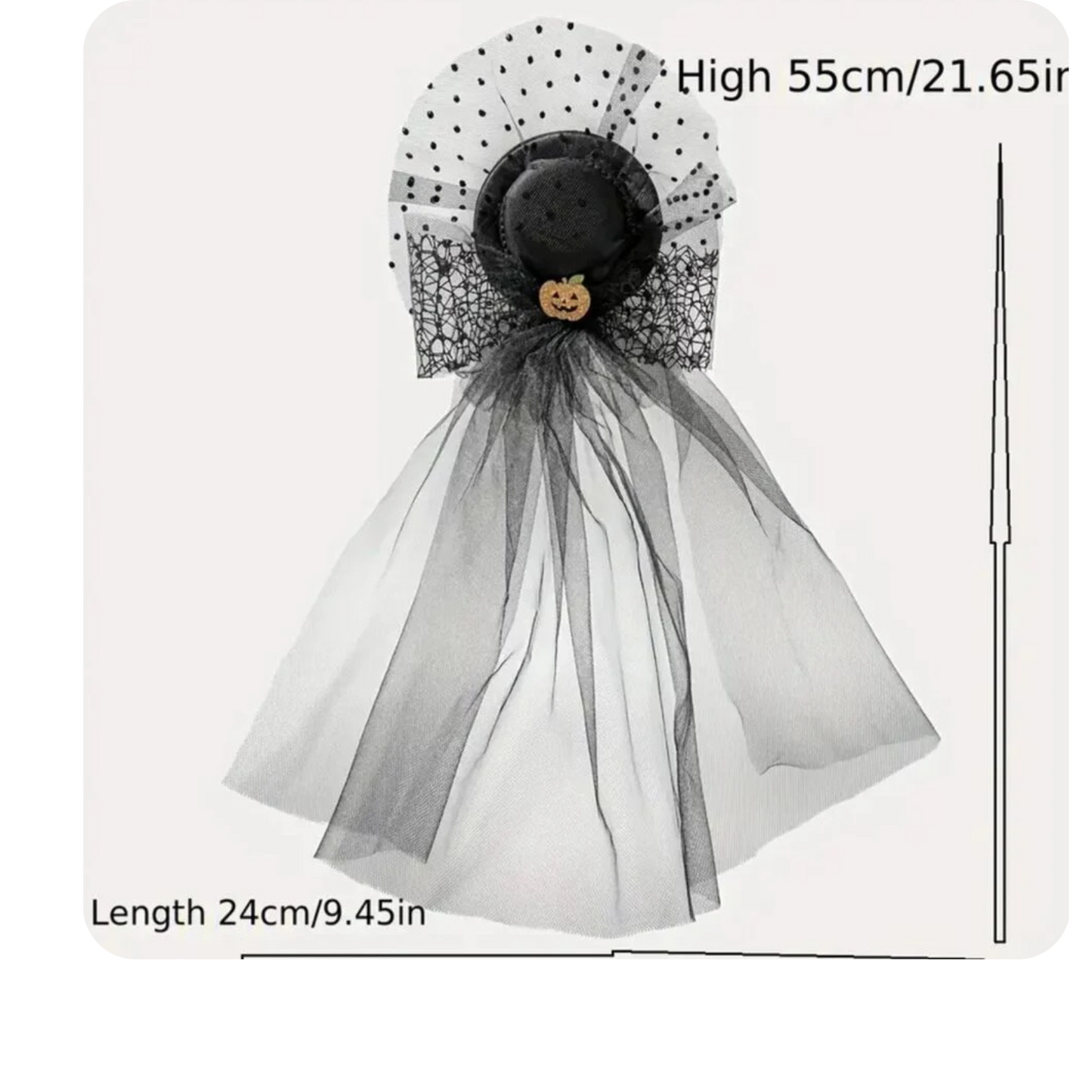 Pumpkin Decor Black Hat Head Veil Mesh Lace Veil Head Piece Hair Accessories
