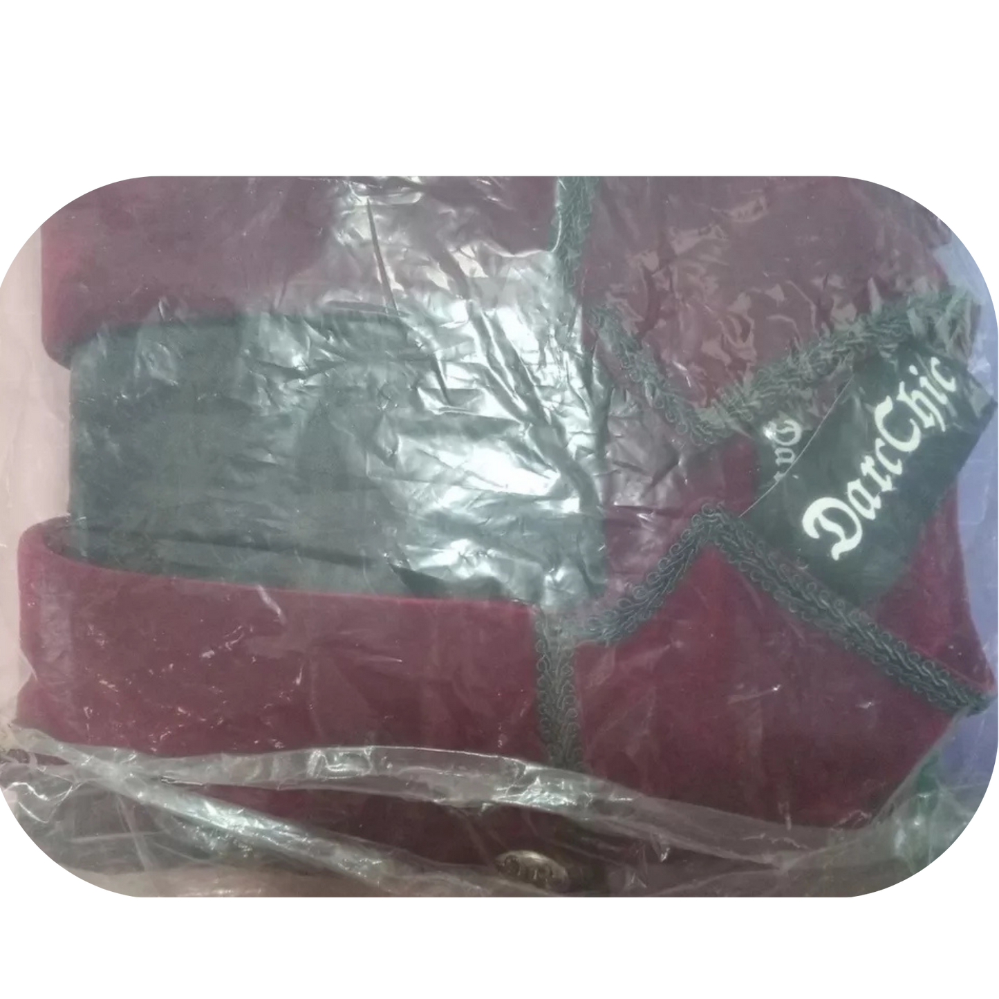 Jacket High Collar Burgundy Costume Retro Gothic Victorian Trench Coat Uniform S