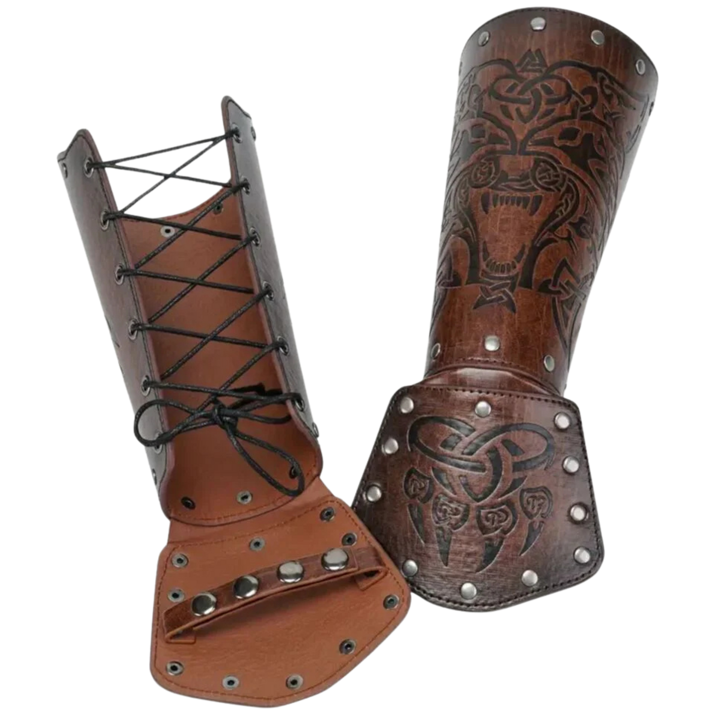 Pair Brown Medieval Arm Bracers Costume Knight Wristband Arm Armor Arm Guards