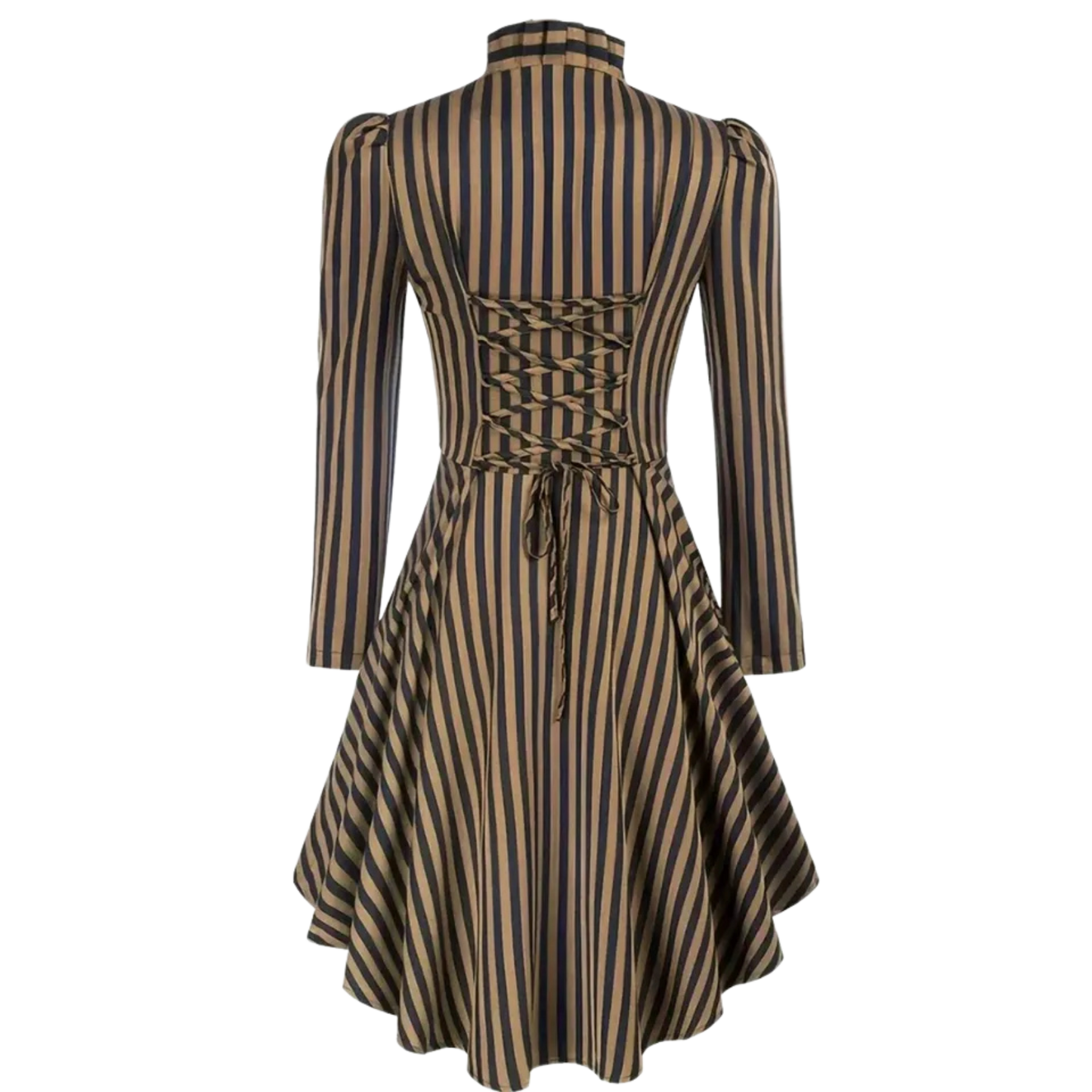 Striped Single Breasted Jacket Vintage V-neck Long Sleeve Outwear Khaki / XL(12)