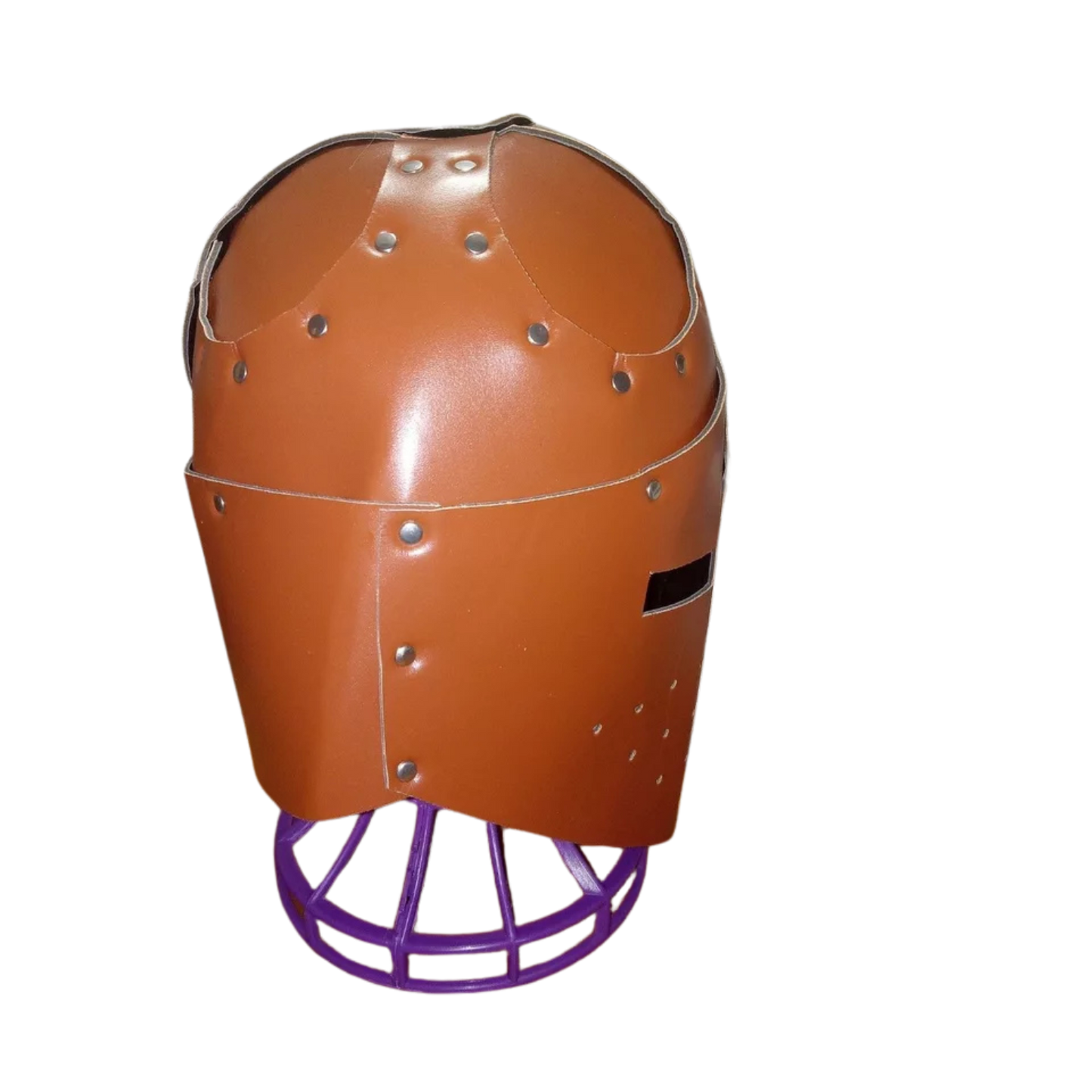 Medieval Brown Vegan Leather Helmet Viking Pirate Warrior Hat Soldier Cosplay