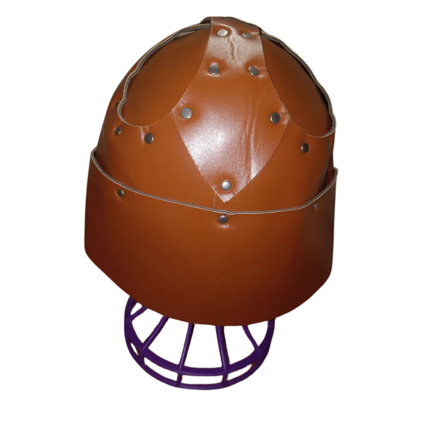 Medieval Brown Vegan Leather Helmet Viking Pirate Warrior Hat Soldier Cosplay