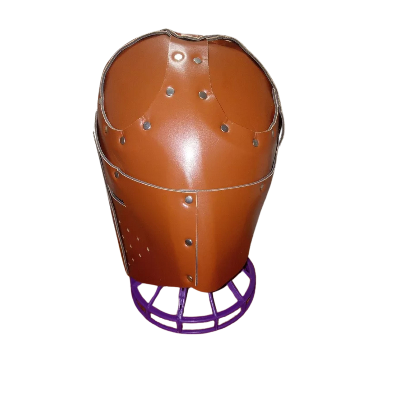 Medieval Brown Vegan Leather Helmet Viking Pirate Warrior Hat Soldier Cosplay