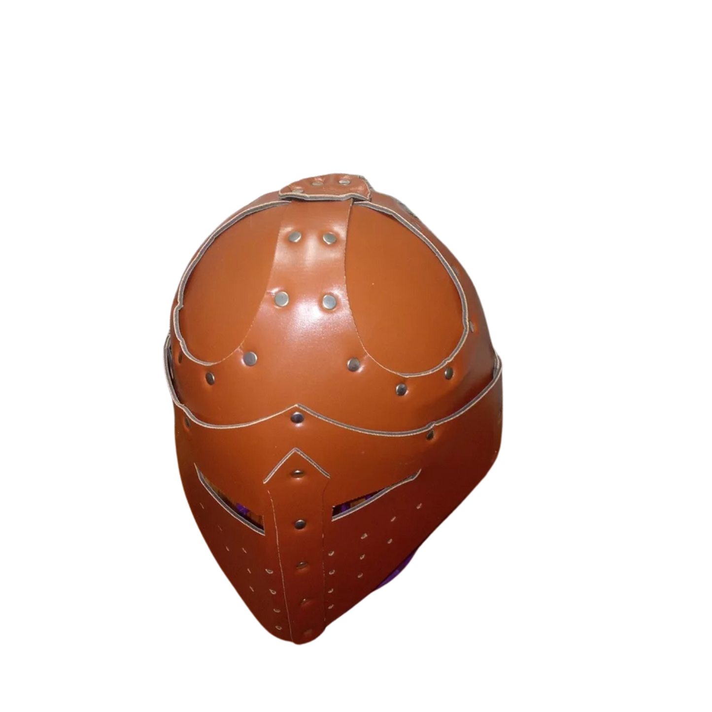 Medieval Brown Vegan Leather Helmet Viking Pirate Warrior Hat Soldier Cosplay