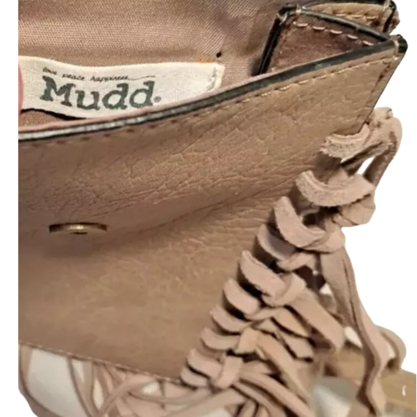 MUDD Tan Fringe Crossbody Phone Bag Boho Western Faux Turquoise Pre-owned