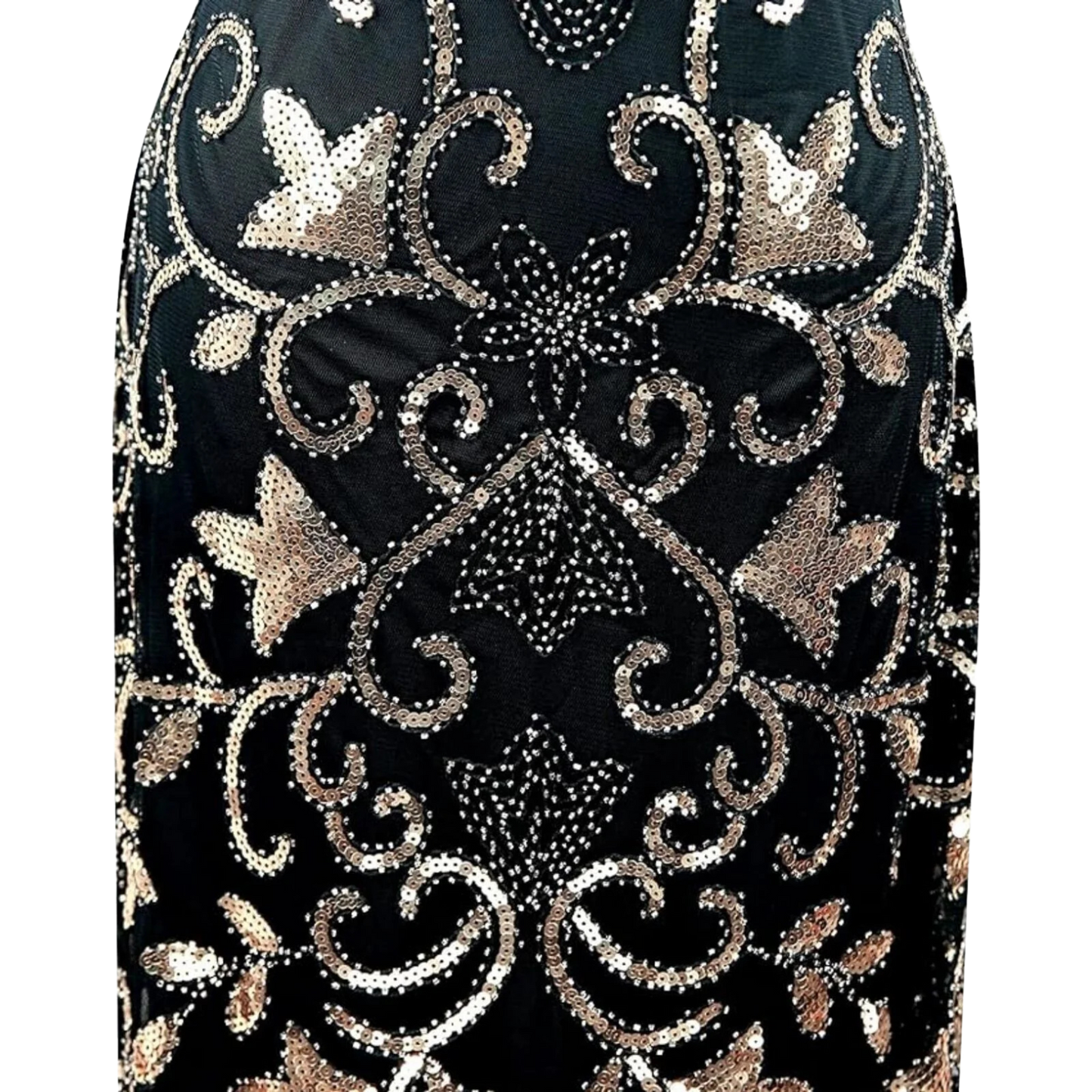 1920s Sequins Gatsby Cocktail Flapper Dresses Medium Black Silver