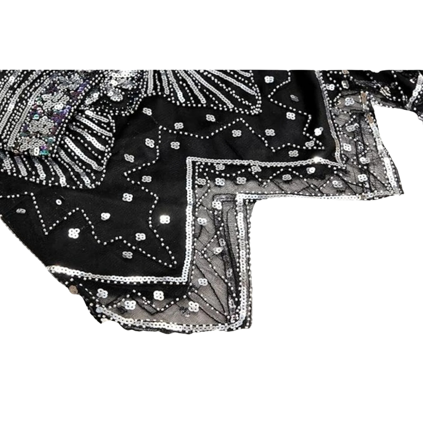 1920s Sequins Gatsby Cocktail Flapper Dress Medium Black Silver