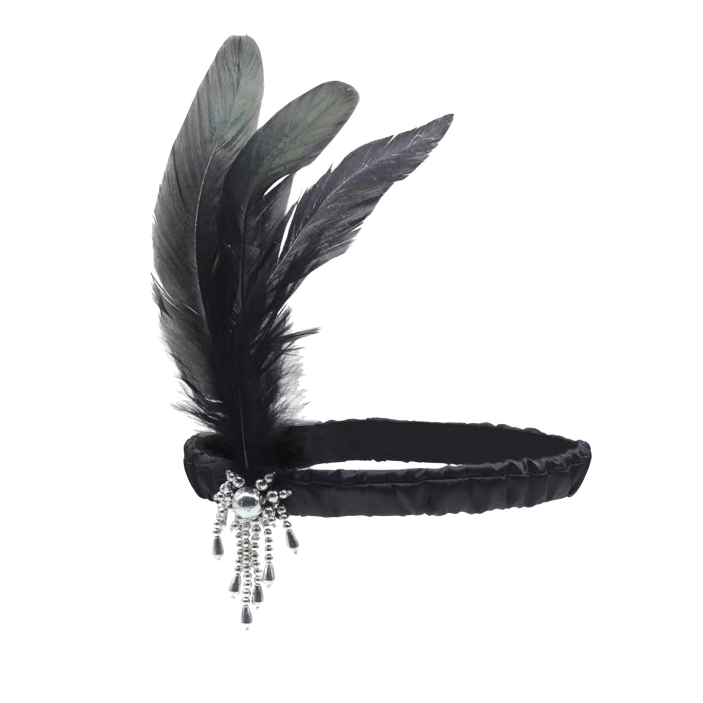 1920s Sequins Gatsby Flapper Dress 20s Headband Accessories Set Large Black Red