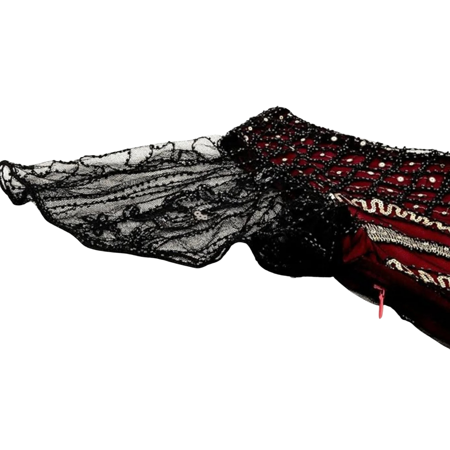 1920s Sequins Gatsby Flapper Dress 20s Headband Accessories Set Large Black Red