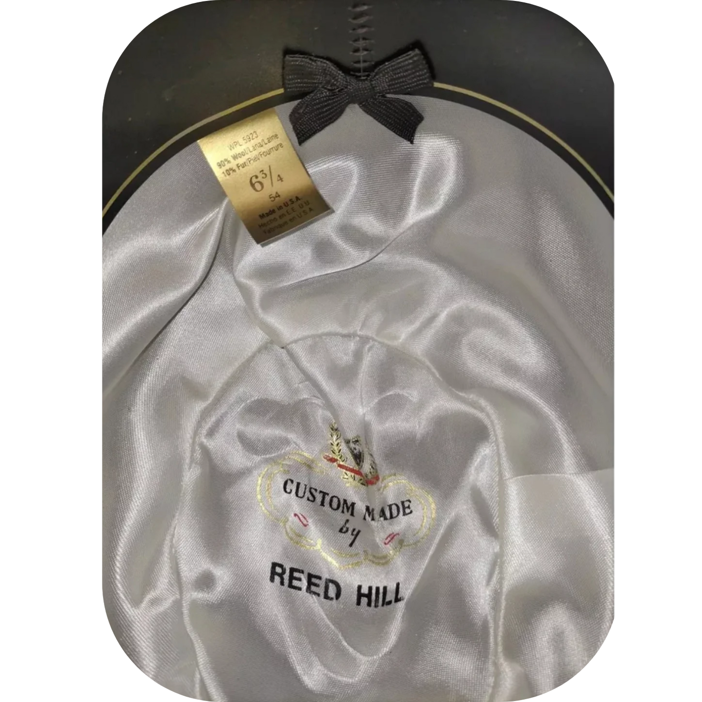 Reed Hill 90% Wool Bowler Hat Size 6 3/4 Black