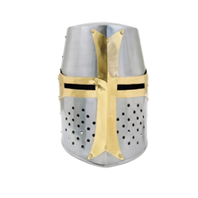 Load image into Gallery viewer, BRASS CRUSADER GREAT HELMET FULL SIZE
