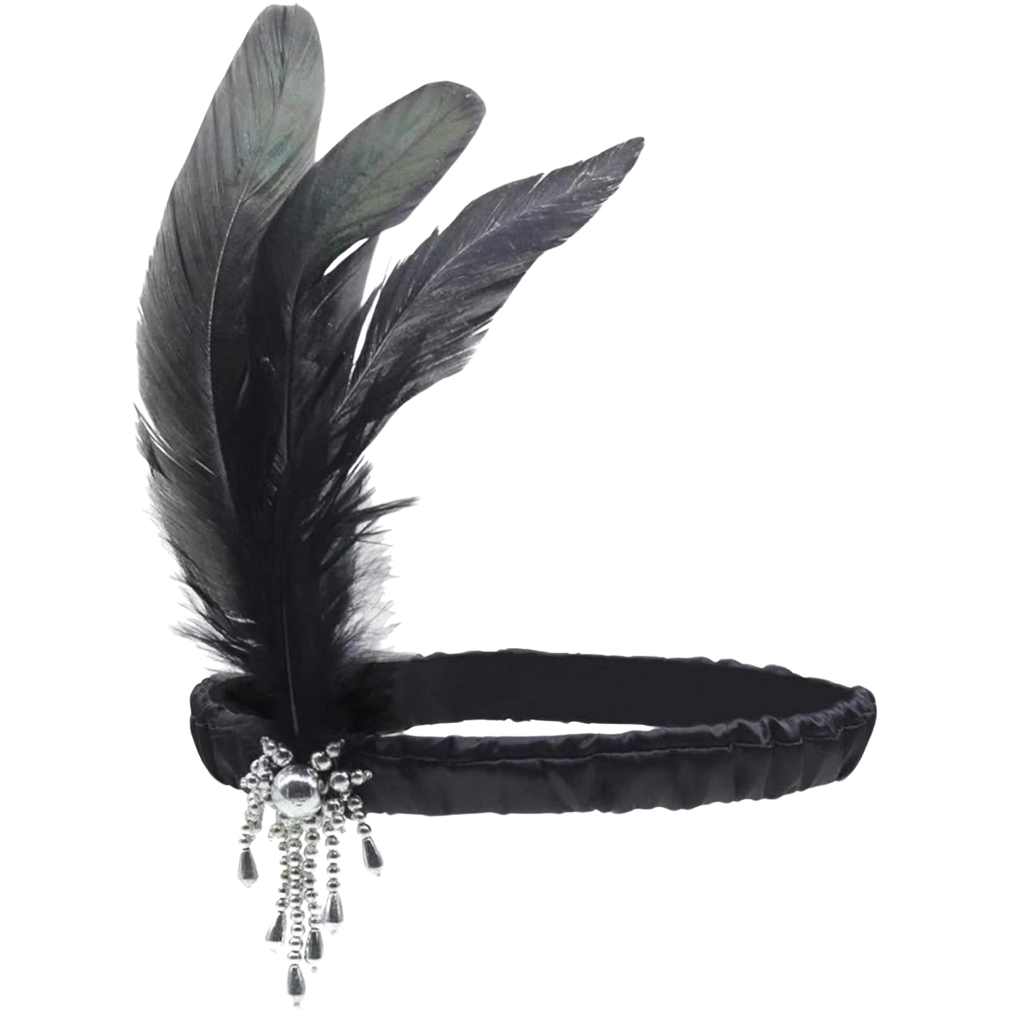 1920s Sequins Gatsby Cocktail Flapper Dress Black Silver Sm Headband Accs Set