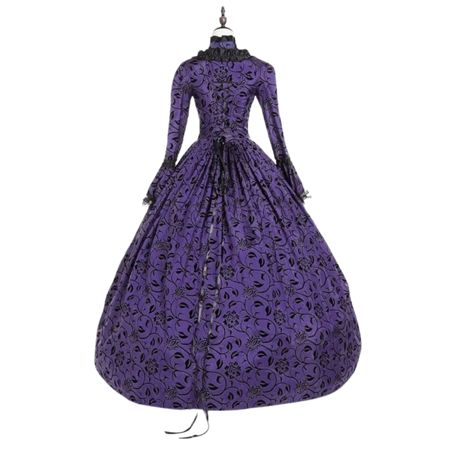 Long Sleeve Medieval Victorian Court Lace Gothic Dress Cosplay Purple Asian5XL