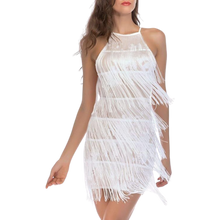 Load image into Gallery viewer, Flapper Dress 1920s Gatsby Tassel Sway Dance with 20s Accessories Medium White
