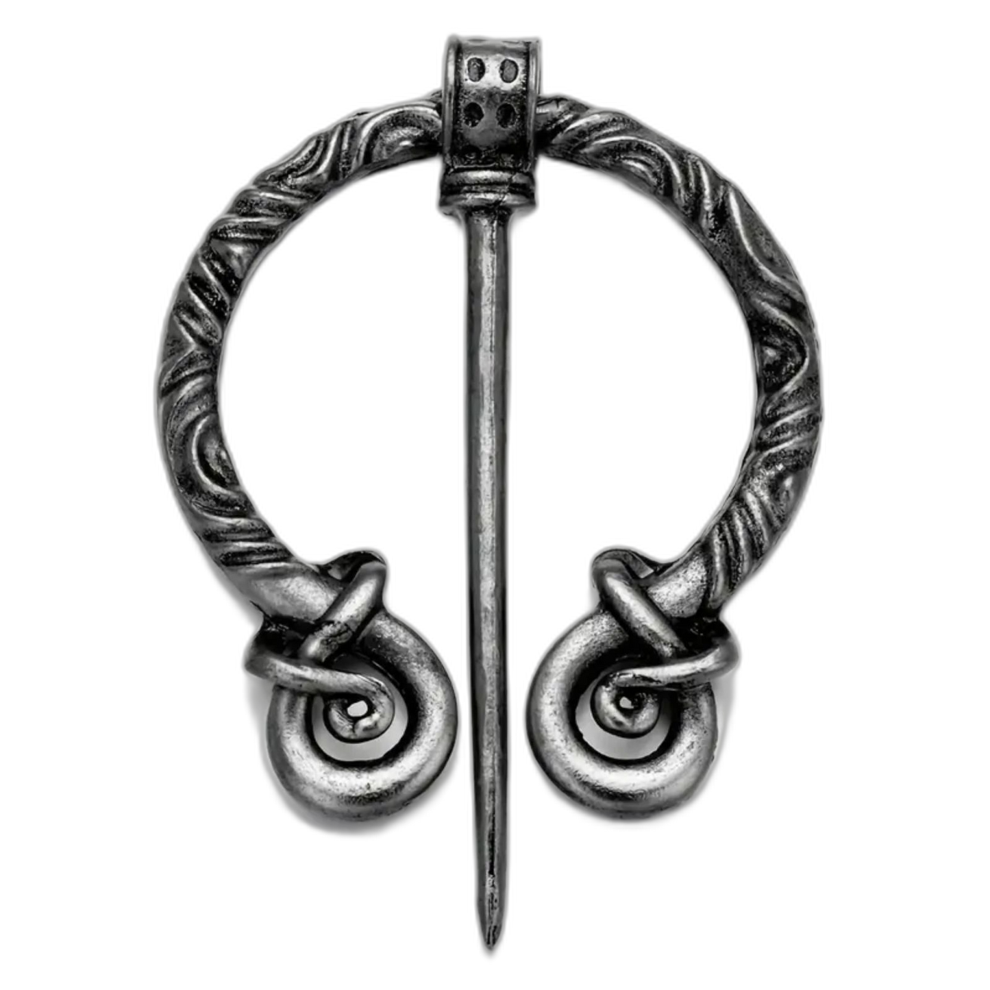 Viking Medieval Silvery Metal Cloak Shawl Brooch Pin 2.5"