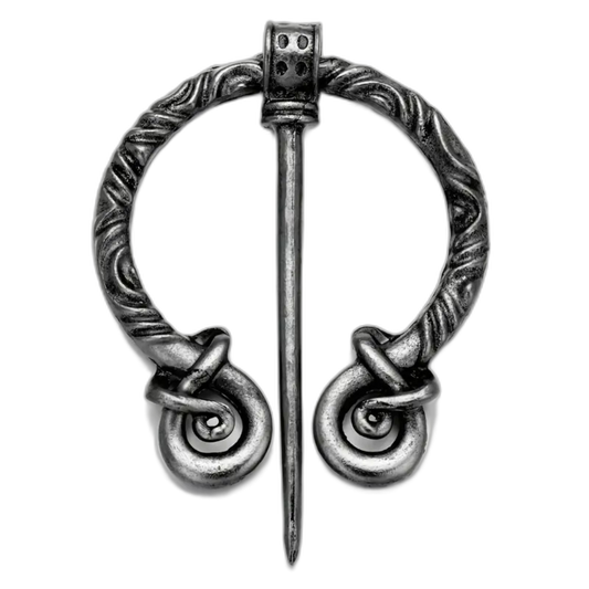 Viking Medieval Silvery Metal Cloak Shawl Brooch Pin 2.5"