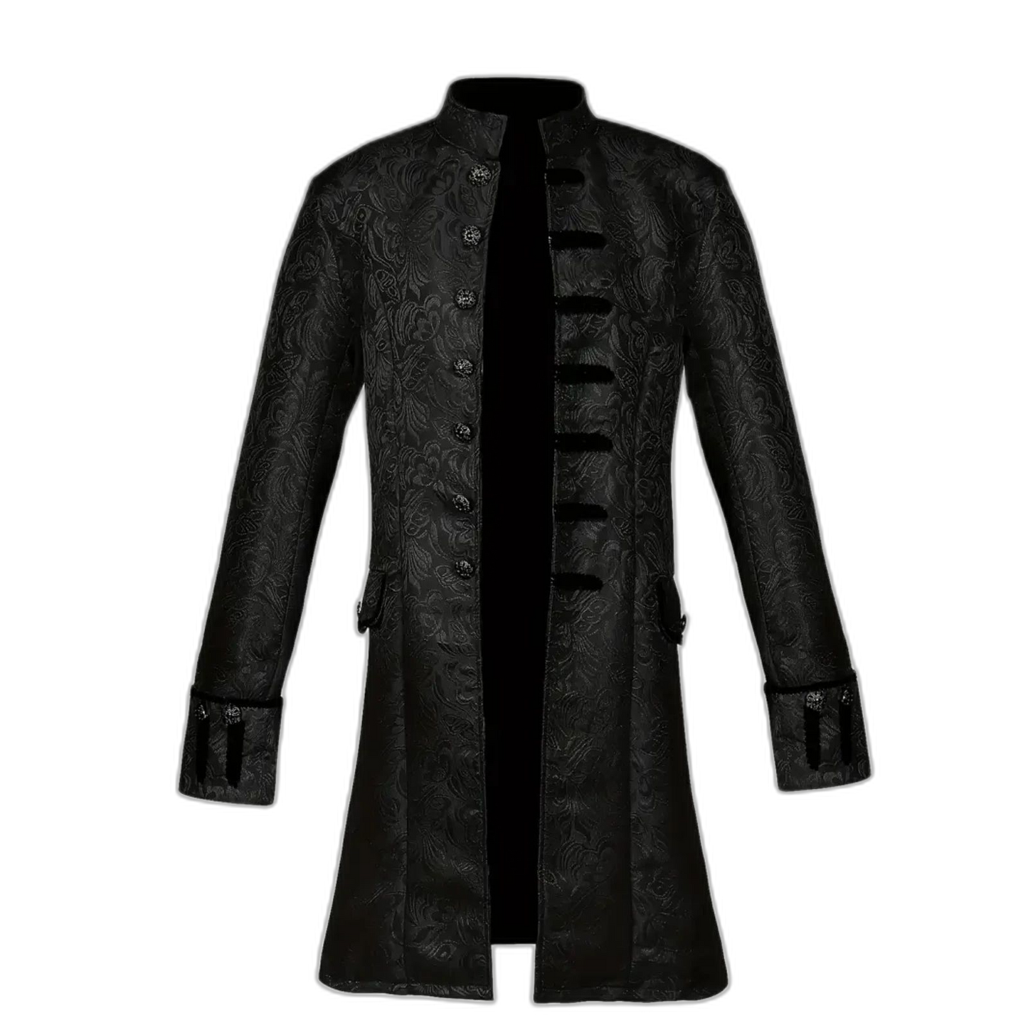 Vintage Style Single Breasted Stand Collar Overcoat Dinner Jacket Black 44 US 11