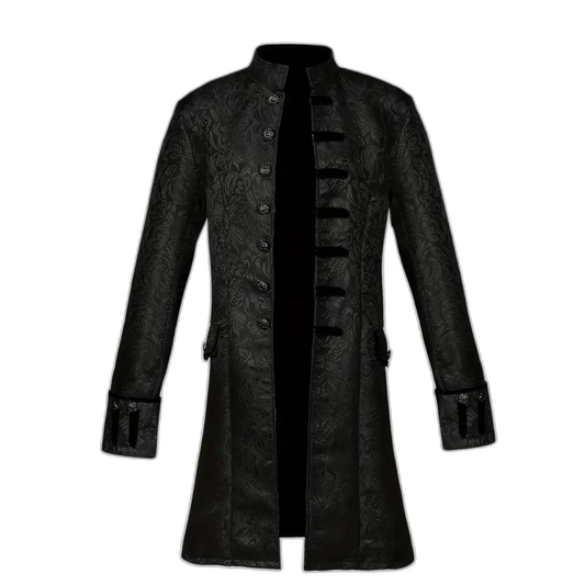 Vintage Style Single Breasted Stand Collar Overcoat Dinner Jacket Black 44 US 11