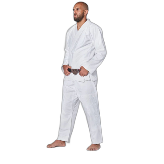Men's Essential White Brazilian Jiu Jitsu BJJ Gi White with White Belt Size A1