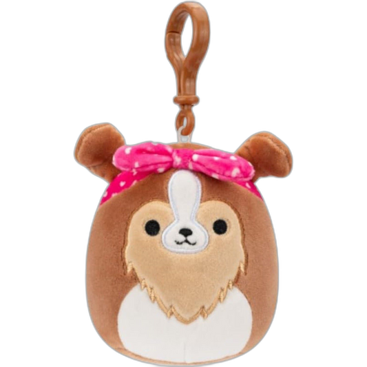 Clip On Andres The Sheltie is a brown dog Squishmallow from the Dogs Squad 3.5"