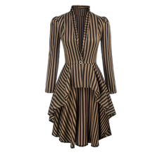 Load image into Gallery viewer, Striped Single Breasted Jacket Vintage V-neck Long Sleeve Outwear Khaki / XL(12)
