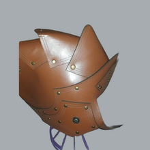 Load image into Gallery viewer, Vegan Leather Praetorian Guard Helmet Viking Roman Medieval Warrior Armor Cosplay
