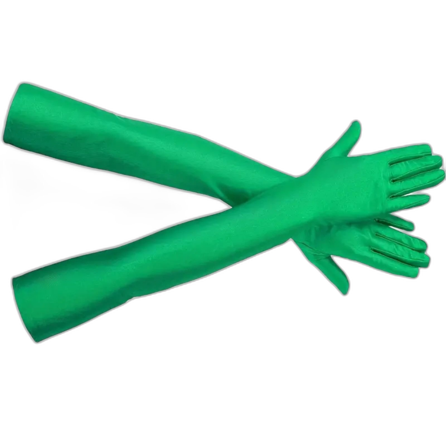 Elegant Long Tulle Mesh Gloves Stretchy, Breathable & Quick-Dry Green