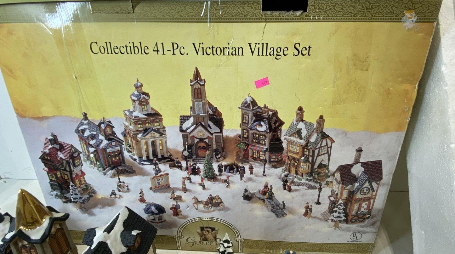 Grandeur Noel Collectible 41-piece Victorian Winter Village Set (Powers on) IOB