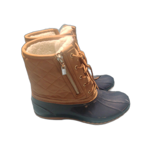JustFab Women's Duck Boots Size 10 Tan Boots Just Fab Zipper & Lace up