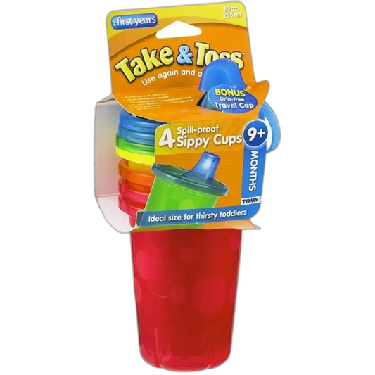 The First Years Take & Toss Spill-Proof Cups 10-Oz 6 Pack Distressed Packaging