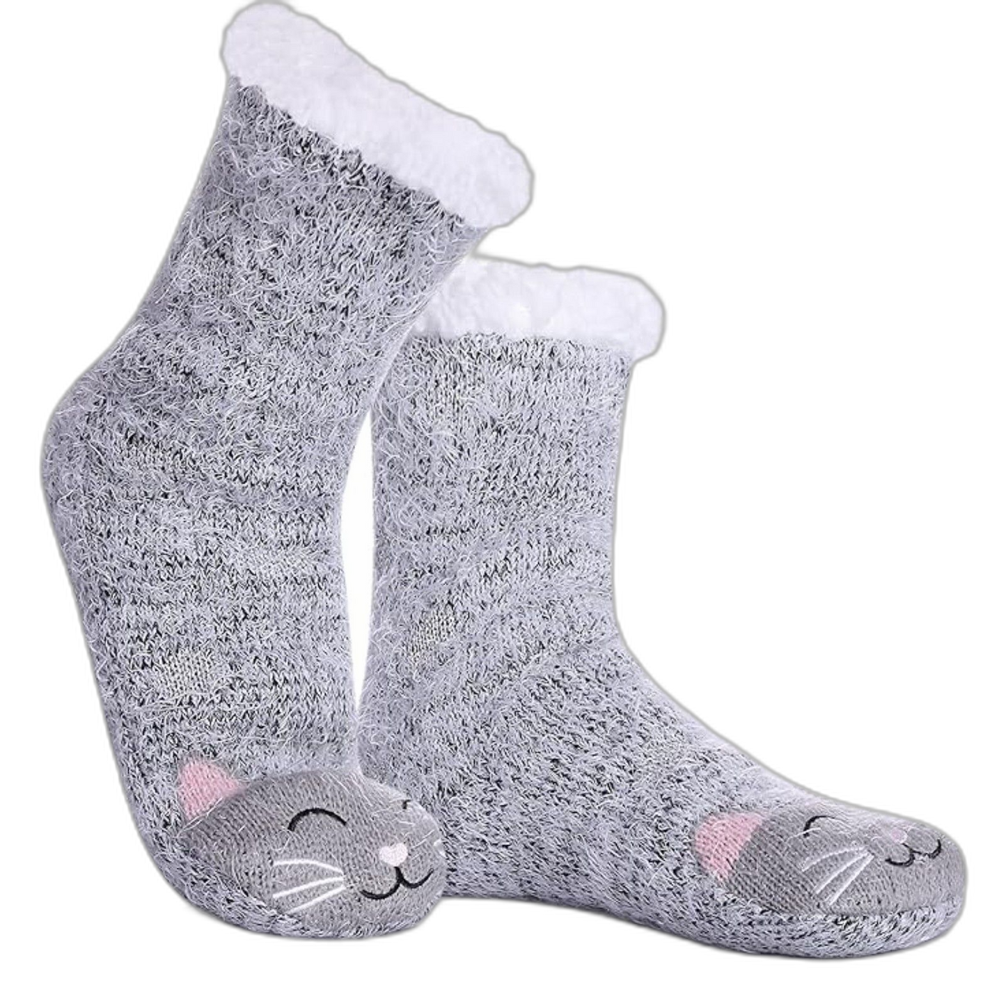Thick Slipper Socks Grippers Non Slip Warm Fleece Lining Fluffy Fuzzy Socks 5-10
