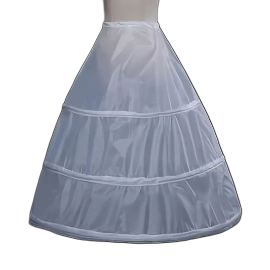 Elegant White 3-Hoop Petticoat for Gowns Polyester Nylon Wedding Dresses Formal