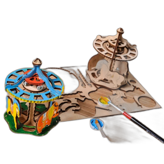 3D wooden coloring model Merry-go-round + BONUS PAINT