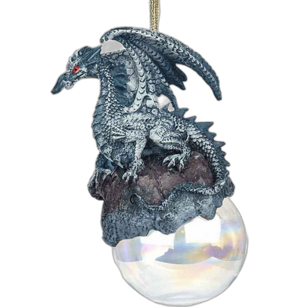 Checkmate Dragon Ornament Ball by Ruth Thompson (Silver)