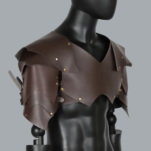 Vegan Leather Medieval Knight Shoulder Armor Larp Cosplay Pauldrons Breastplate