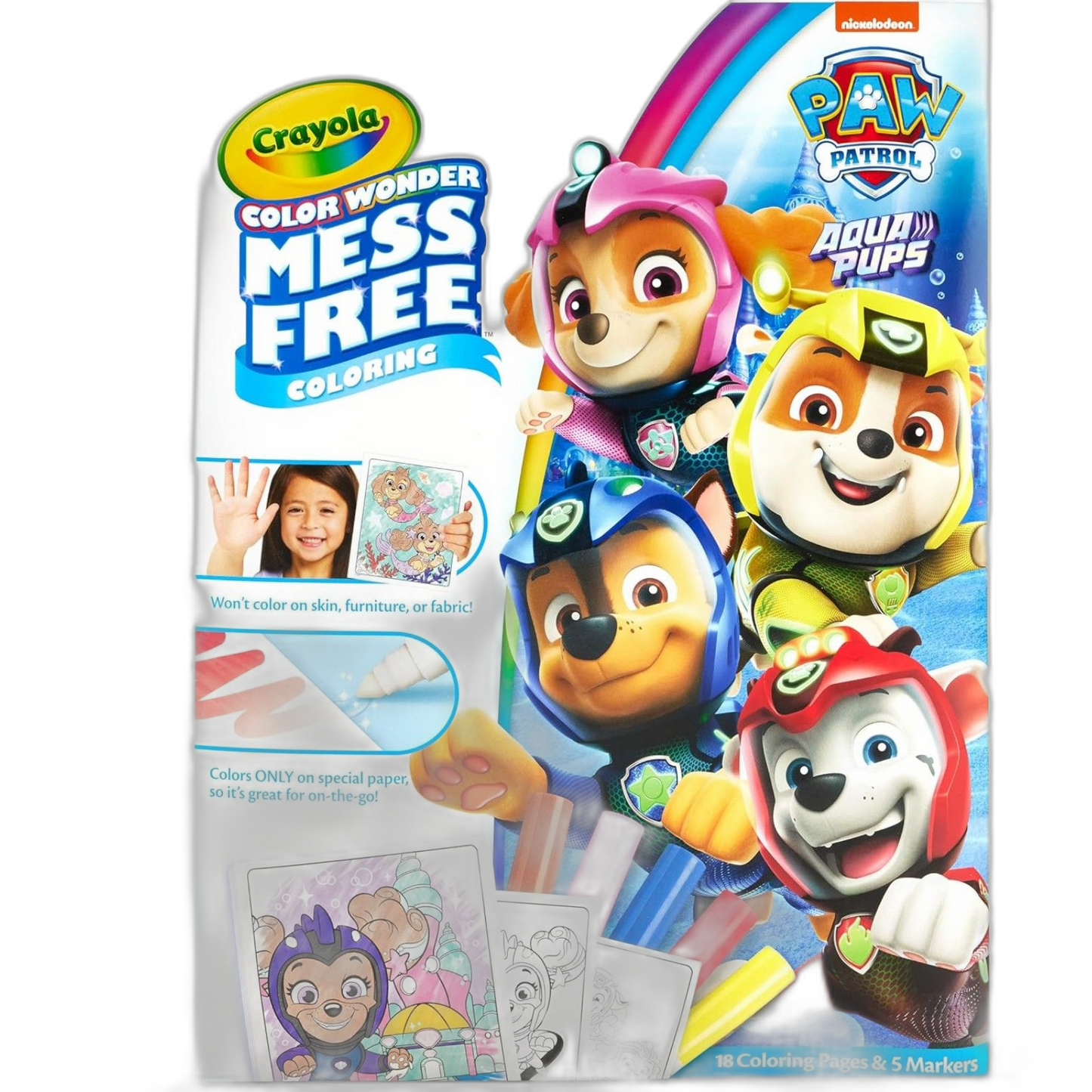 Crayola Color Wonder Paw Patrol Aqua Pups Coloring 18 Pages 5 Mess Free Markers