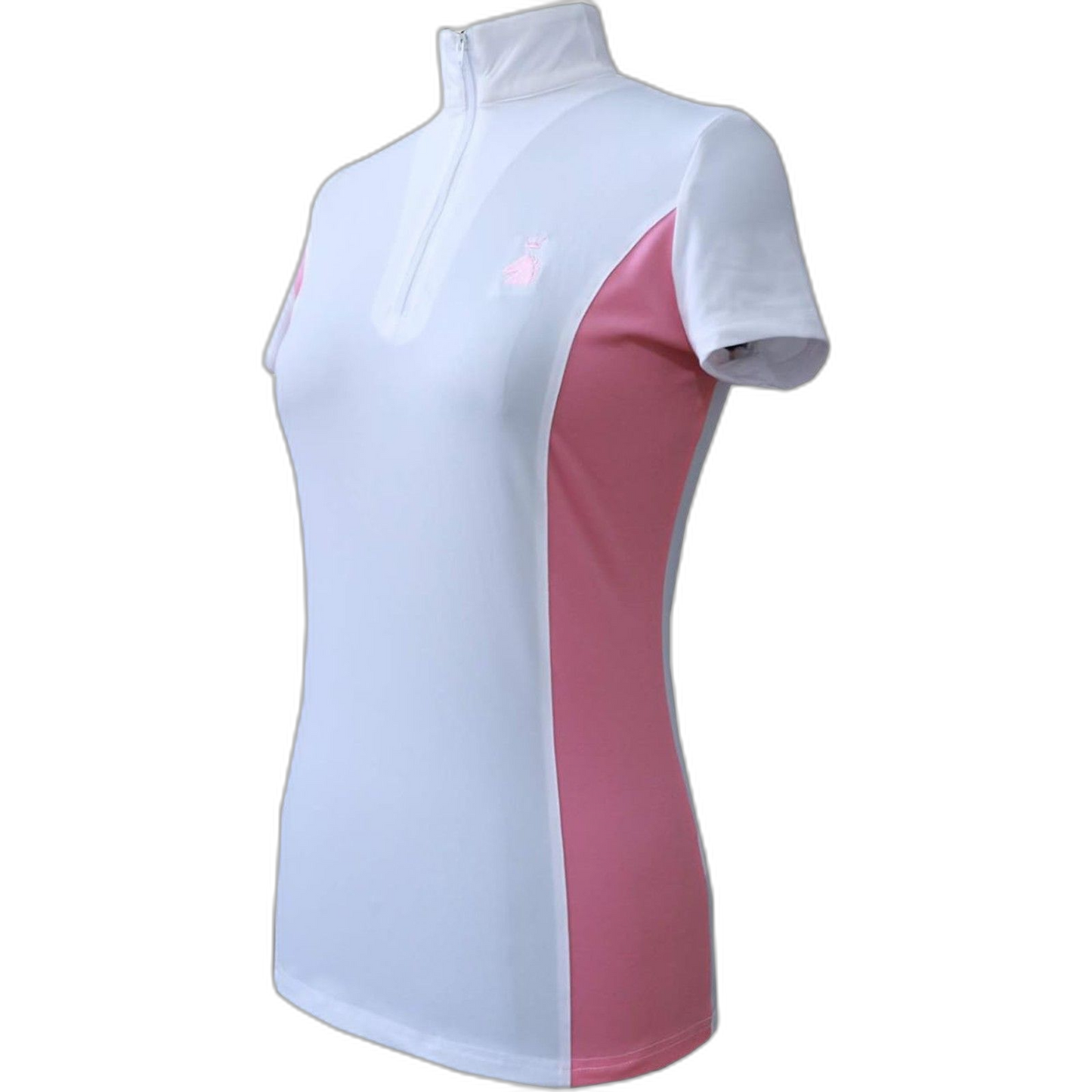 Women's Quick Dry Short Sleeve Rider Sport Sun Shirt Medium White/Pink