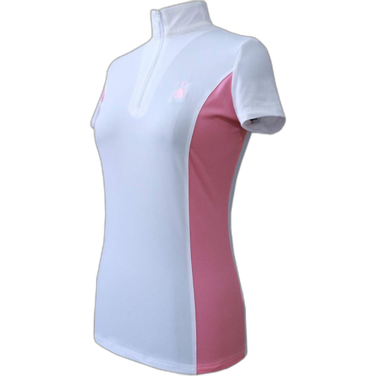 Women's Quick Dry Short Sleeve Rider Sport Sun Shirt Medium White/Pink