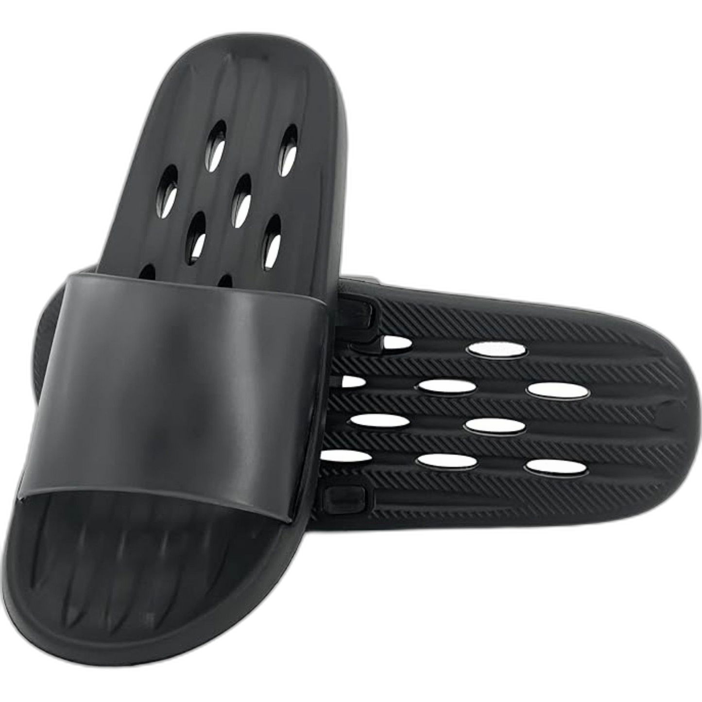 Shower Shoes Unisex Quick Drying Non-Slip Slides Drain Holes Slippers Black 5