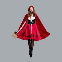 Load image into Gallery viewer, Women&#39;s Deluxe Red Riding Hood Costume - Dress &amp; Hooded Cape Size Small 4
