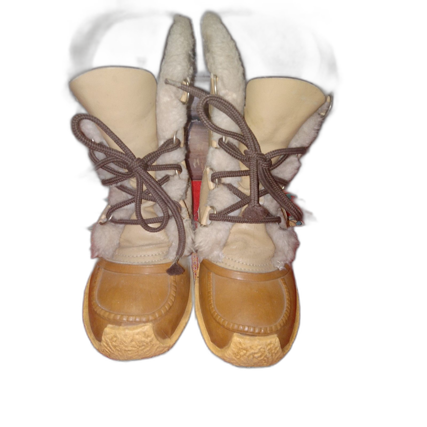 Sorel Nanook Snow Winter Tan Leather Wool Liners Lace Up Boots WOMENS GB 5 US 7