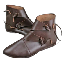 Load image into Gallery viewer, Medieval Viking Cosplay PU Leather Boots Pirate Paladin Knight Prince brown 8.5
