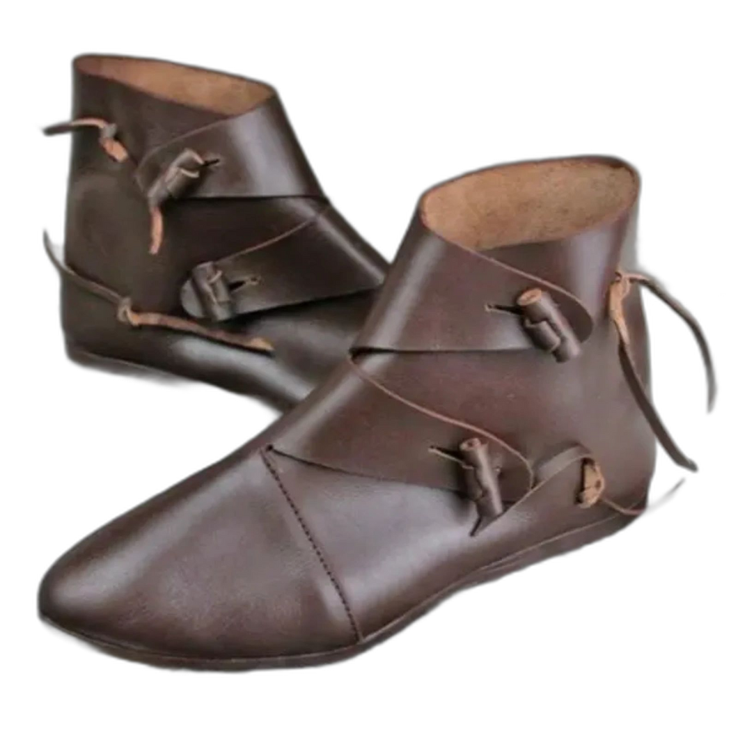 Medieval Viking Cosplay PU Leather Boots Pirate Paladin Knight Prince brown 8.5