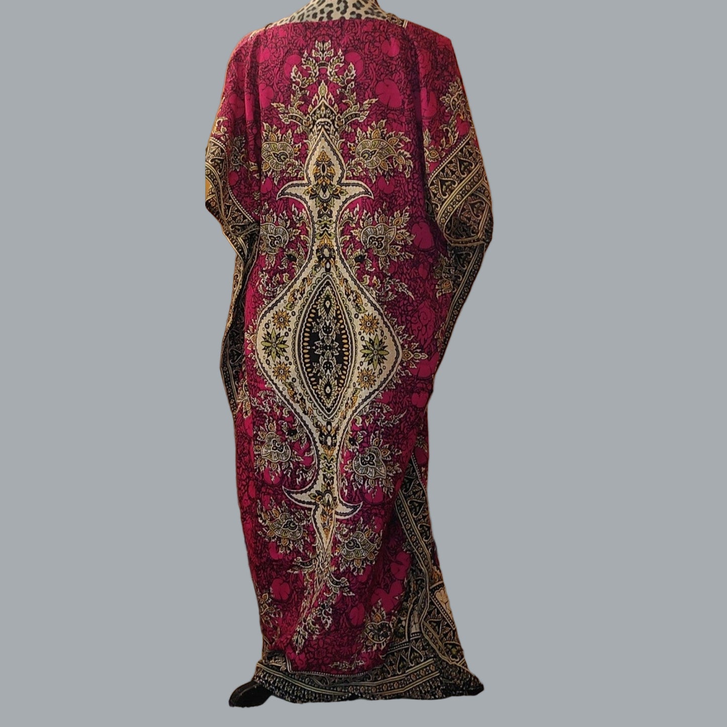 Women Long Kaftan Women One Size Maxi Dress Beach Caftan Poncho Rose