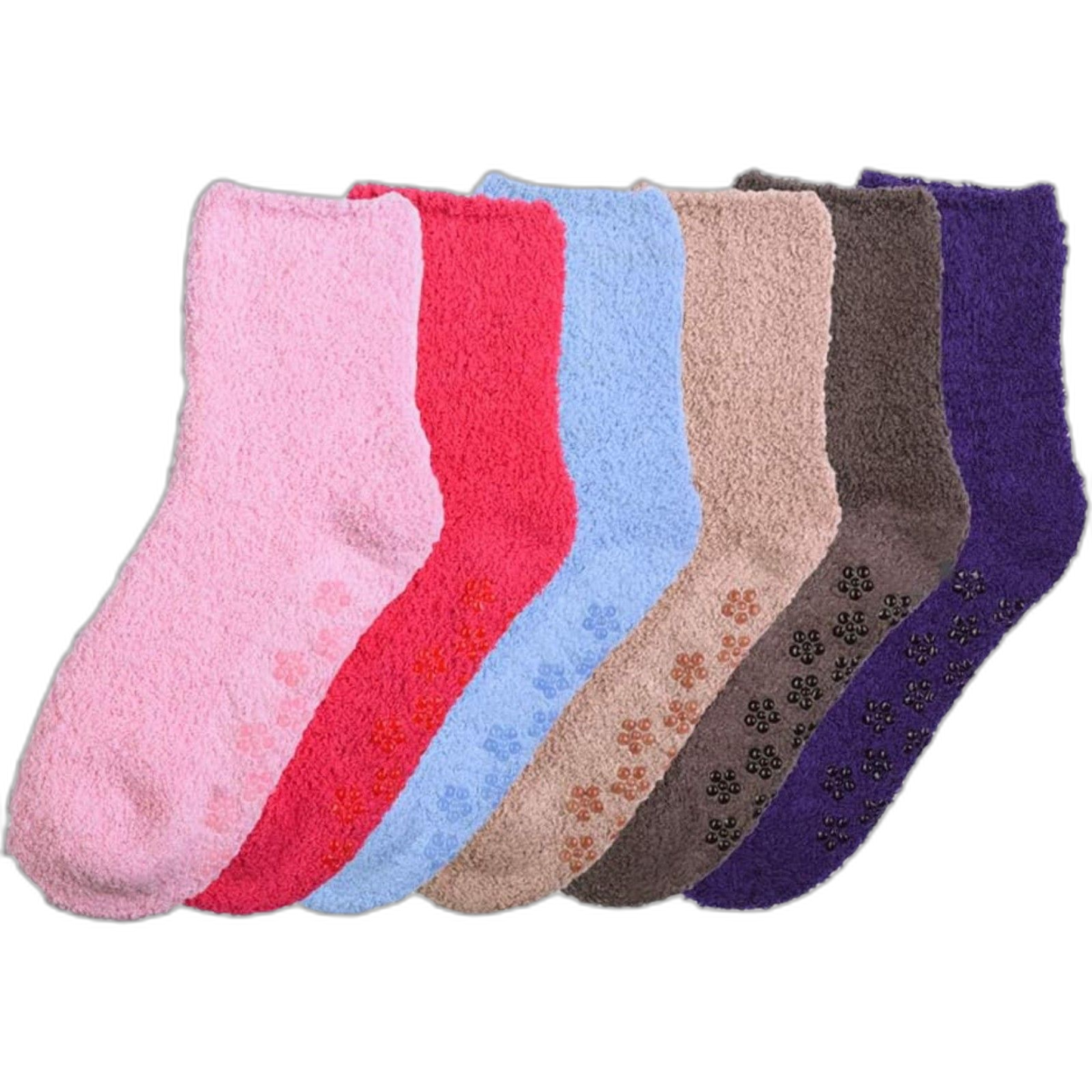 6 Pairs Womens Cozy Slipper Socks Fuzzy Sock Multi Colors Size 9-11