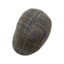 Load image into Gallery viewer, Adjustable British Style Peaked Cap Grey Plaid
