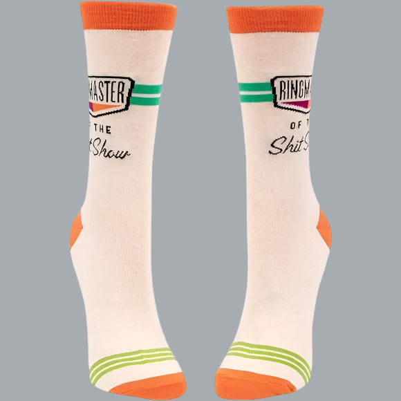 Women's Crew, Ringmaster of The Shit Show (Orange) (Women's Shoe Size 5-10)