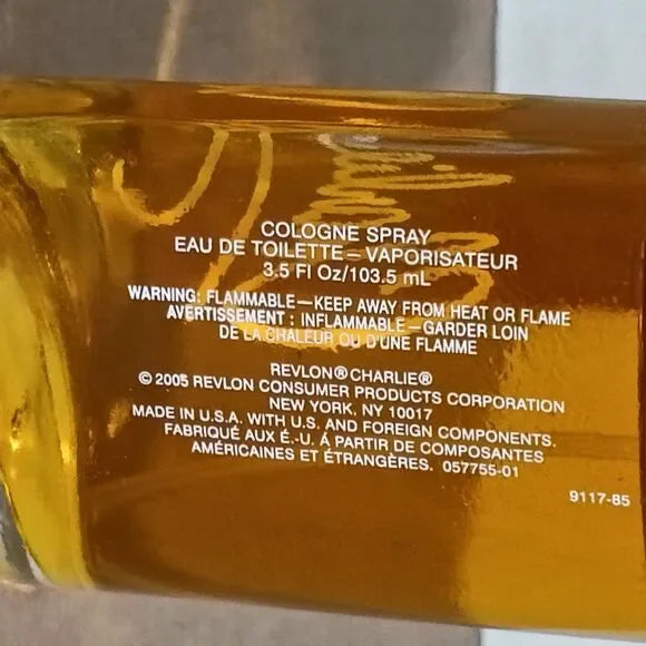 Revlon Charlie Cologne Spray 3.5oz EDT 80% Full Crooked Nozzle