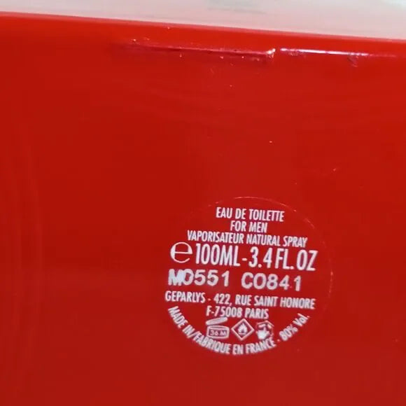 Geparlys Pure Red for Men EDT 3.4 oz 75% Full Cologne Spray