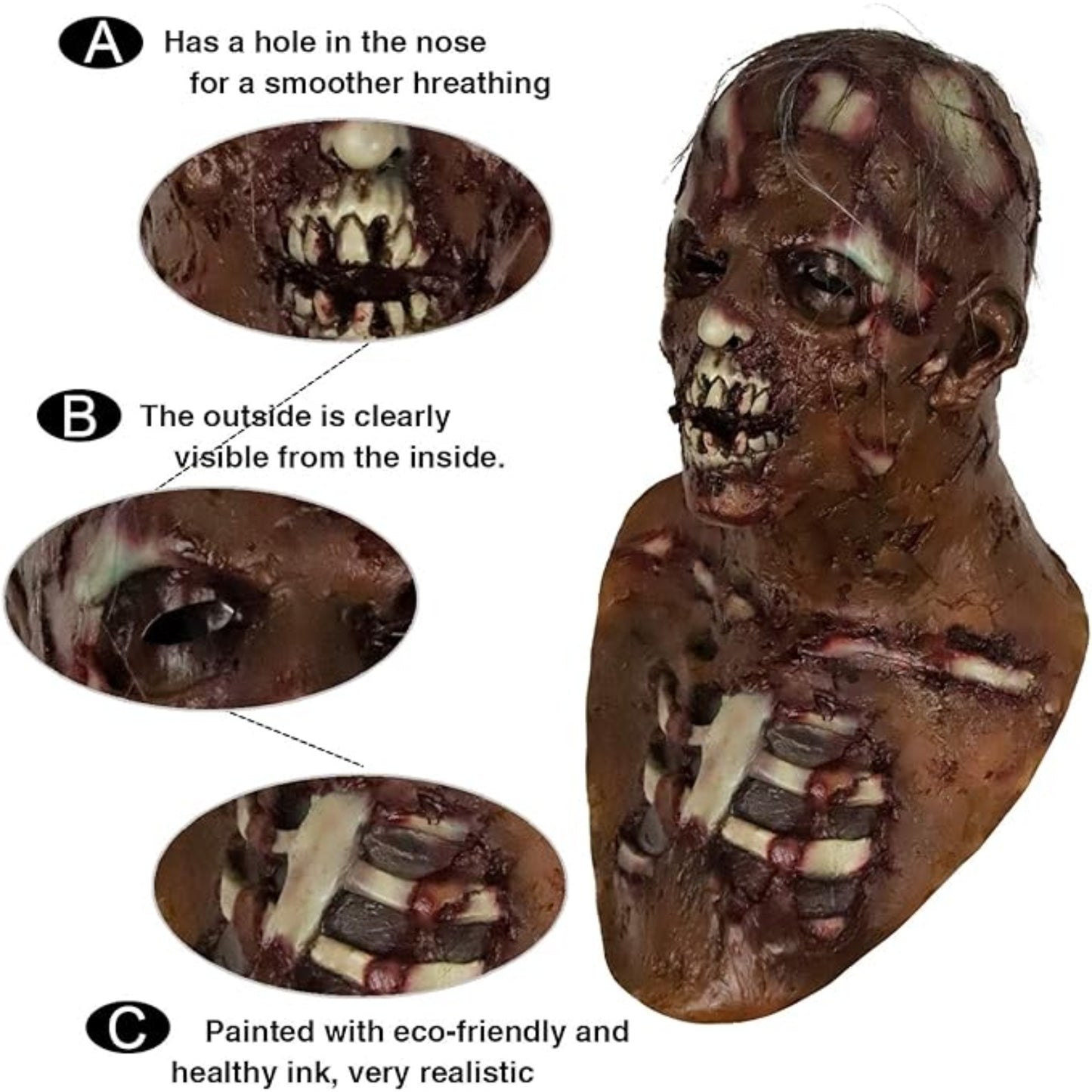 Scary Mask Latex Halloween Costumes Rubber Zombie
